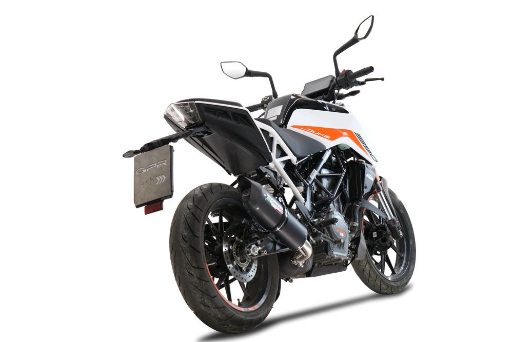 GPR exhaust compatible with  Ktm Duke 125 2021-2023, Furore Evo4 Nero, Homologated legal slip-on exhaust including removable db killer and link pipe 