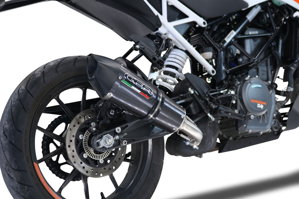 GPR exhaust compatible with  Ktm Duke 250 2021-2023, GP Evo4 Poppy, Homologated legal slip-on exhaust including removable db killer and link pipe 