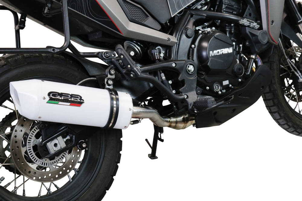 GPR exhaust compatible with  Moto Morini X-CAPE 650 2021-2024, Albus Ceramic, Mid-full system exhaust legal for UK and non-EU markets including removable db killer 