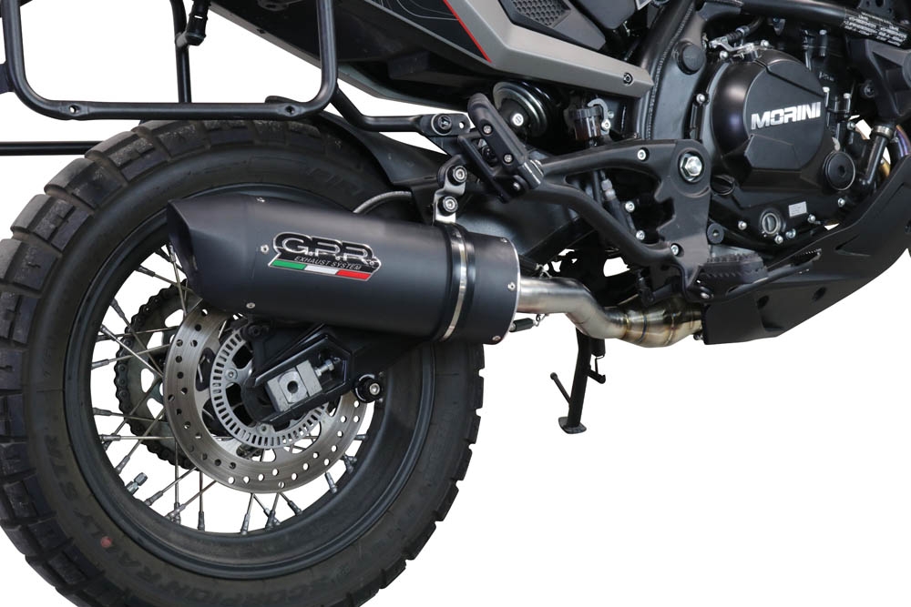 GPR exhaust compatible with  Moto Morini X-CAPE 650 2021-2024, Furore Evo4 Nero, Homologated legal Mid-full system exhaust, including removable db killer and catalyst  