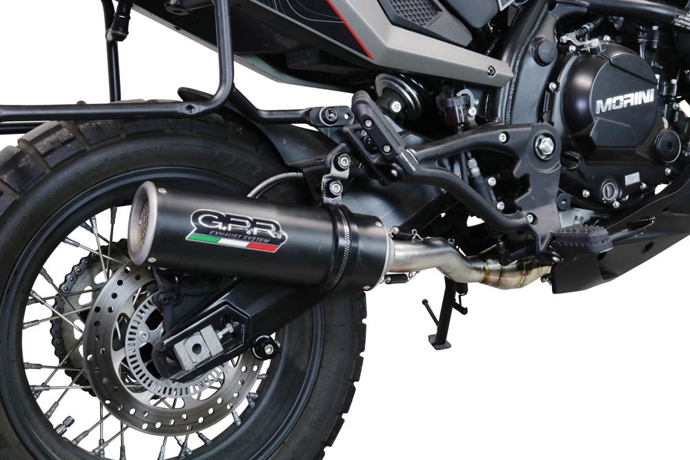 GPR exhaust compatible with  Moto Morini X-CAPE 650 2021-2024, M3 Black Titanium, Homologated legal Mid-full system exhaust, including removable db killer and catalyst  