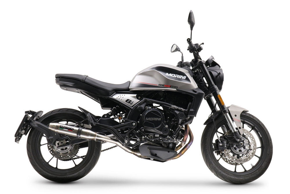 GPR exhaust compatible with  Moto Morini Seiemmezzo Str 2022-2024, Deeptone Inox, Slip-on exhaust legal for UK and non-EU markets including link pipe and removable db killer 