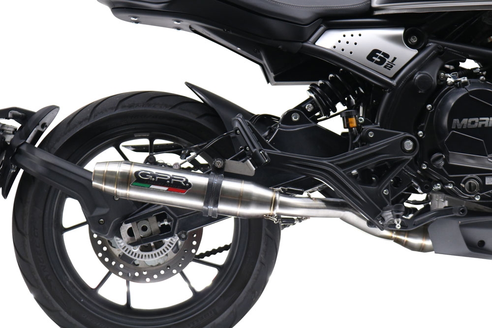 GPR exhaust compatible with  Moto Morini Seiemmezzo Str 2022-2024, Deeptone Inox, Slip-on exhaust legal for UK and non-EU markets including link pipe and removable db killer 