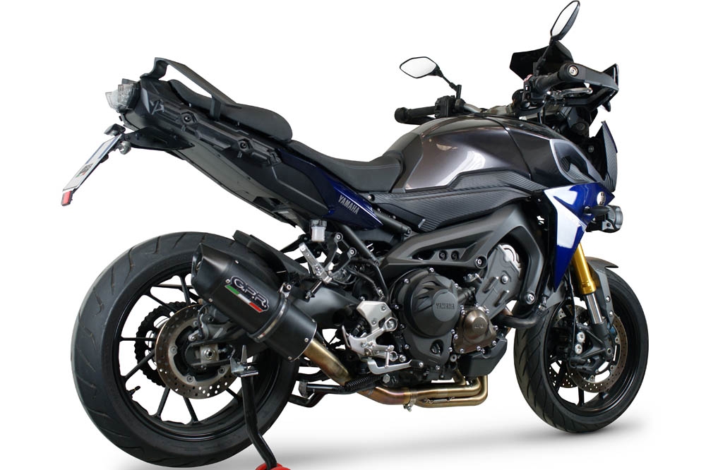 GPR exhaust compatible with  Yamaha Tracer 9 GT 2021-2024, Furore Evo4 Nero, Homologated legal full system exhaust, including removable db killer and catalyst 