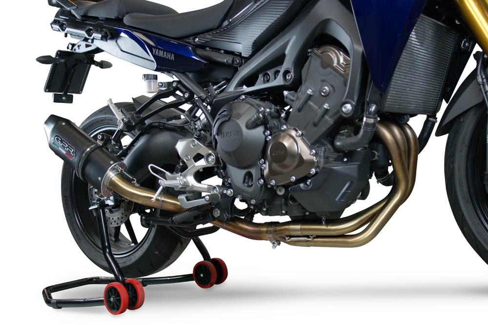 GPR exhaust compatible with  Yamaha Tracer 9 GT 2021-2024, Furore Evo4 Nero, Homologated legal full system exhaust, including removable db killer and catalyst 