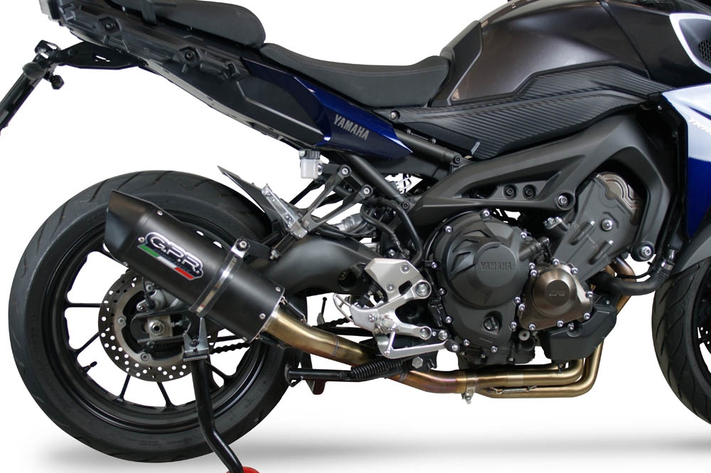 GPR exhaust compatible with  Yamaha Tracer 9 GT 2021-2024, Furore Evo4 Nero, Homologated legal full system exhaust, including removable db killer and catalyst 