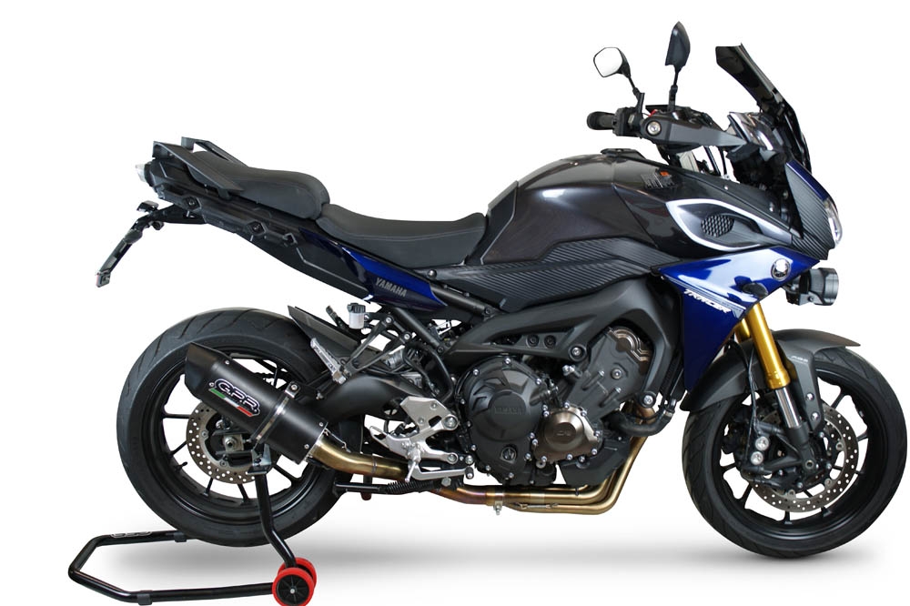 GPR exhaust compatible with  Yamaha Tracer 9 GT 2021-2024, Furore Evo4 Nero, Homologated legal full system exhaust, including removable db killer and catalyst 