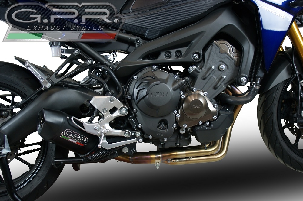 GPR exhaust compatible with  Yamaha Tracer 9 2021-2024, Furore Nero, Racing full system exhaust, including removable db killer 