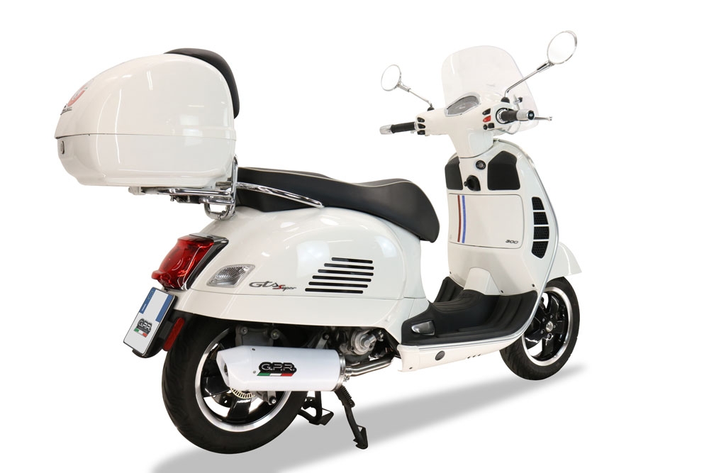 GPR exhaust compatible with  Piaggio Vespa Gts 250 I.E. 2005-2015, Albus Ceramic, full system exhaust legal for UK and non-EU countries including removable db killer 