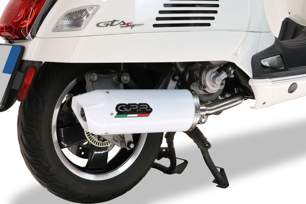 GPR exhaust compatible with  Piaggio Vespa Gts 250 I.E. 2005-2015, Albus Ceramic, full system exhaust legal for UK and non-EU countries including removable db killer 