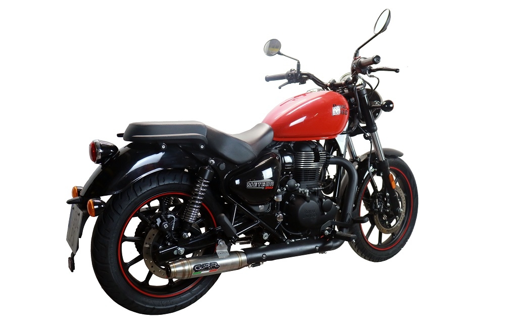 GPR exhaust compatible with  Royal Enfield Classic 350 2021-2023, Deeptone Inox, Slip-on exhaust legal for UK and non-EU markets including link pipe and removable db killer 