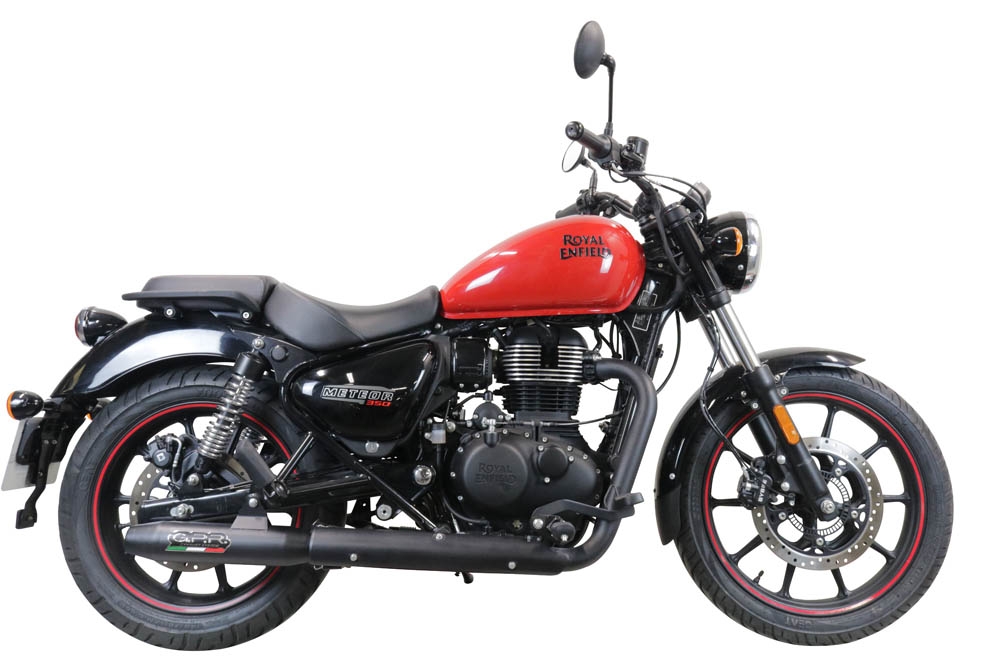 GPR exhaust compatible with  Royal Enfield Classic 350 2021-2023, Deeptone Nero, Slip-on exhaust legal for UK and non-EU markets including link pipe and removable db killer 