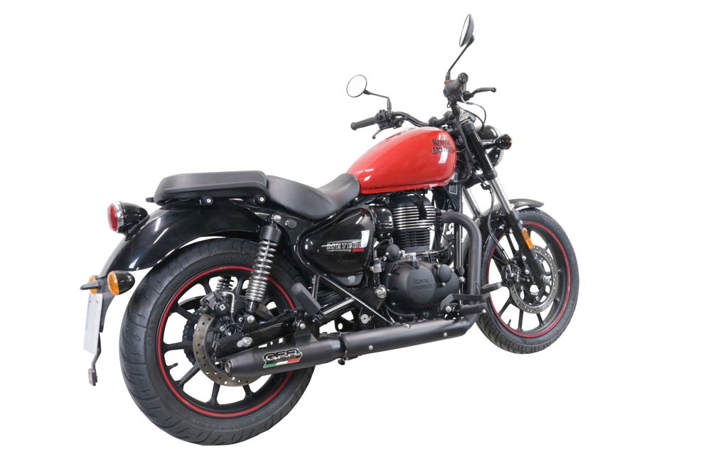 GPR exhaust compatible with  Royal Enfield Classic 350 2021-2023, Deeptone Nero, Slip-on exhaust legal for UK and non-EU markets including link pipe and removable db killer 