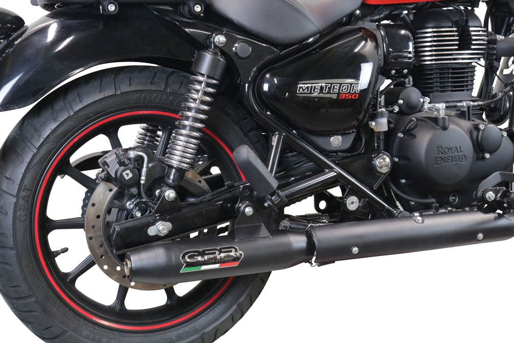 GPR exhaust compatible with  Royal Enfield Classic 350 2021-2023, Deeptone Nero, Slip-on exhaust legal for UK and non-EU markets including link pipe and removable db killer 