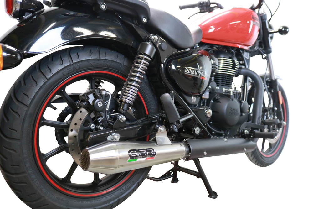 GPR exhaust compatible with  Royal Enfield Meteor 350 2021-2023, Ultracone, Homologated legal slip-on exhaust including removable db killer, link pipe and catalyst 