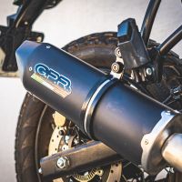 GPR exhaust compatible with  Royal Enfield Himalayan 410 Diam.36mm 2017-2020, Furore Nero, Slip-on exhaust legal for UK and non-EU markets including link pipe and removable db killer 