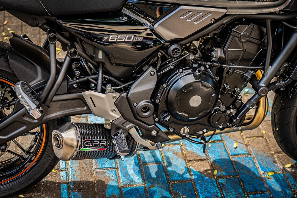 GPR exhaust compatible with  Kawasaki Z 650 RS 2021-2023, Satinox Poppy , Homologated silencer for noise including full line,db killer and catalyst compliant for inspection 