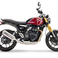 GPR exhaust compatible with  Triumph Scrambler 400 X 2023-2025, Satinox , Homologated legal slip-on exhaust including removable db killer and link pipe 