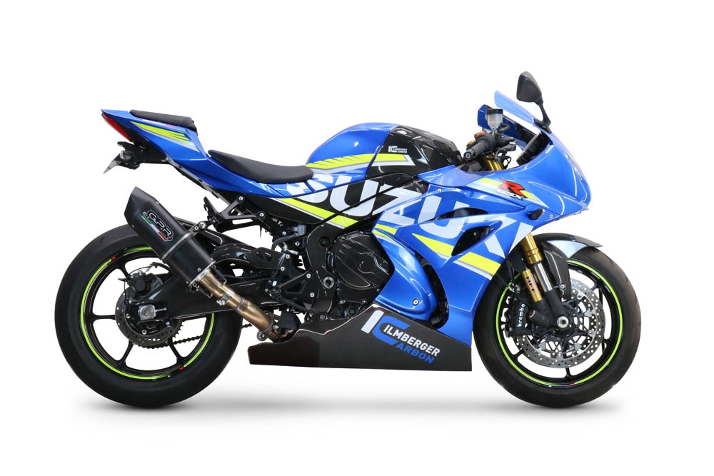 GPR exhaust compatible with  Suzuki Gsx-R 1000 - 1000 R  2021-2024, Furore Evo4 Nero, Homologated legal slip-on exhaust including removable db killer and link pipe 