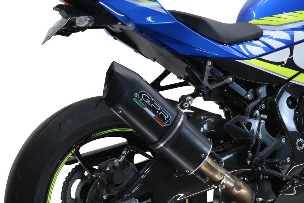 GPR exhaust compatible with  Suzuki Gsx-R 1000 - 1000 R  2021-2024, Furore Evo4 Nero, Homologated legal slip-on exhaust including removable db killer and link pipe 