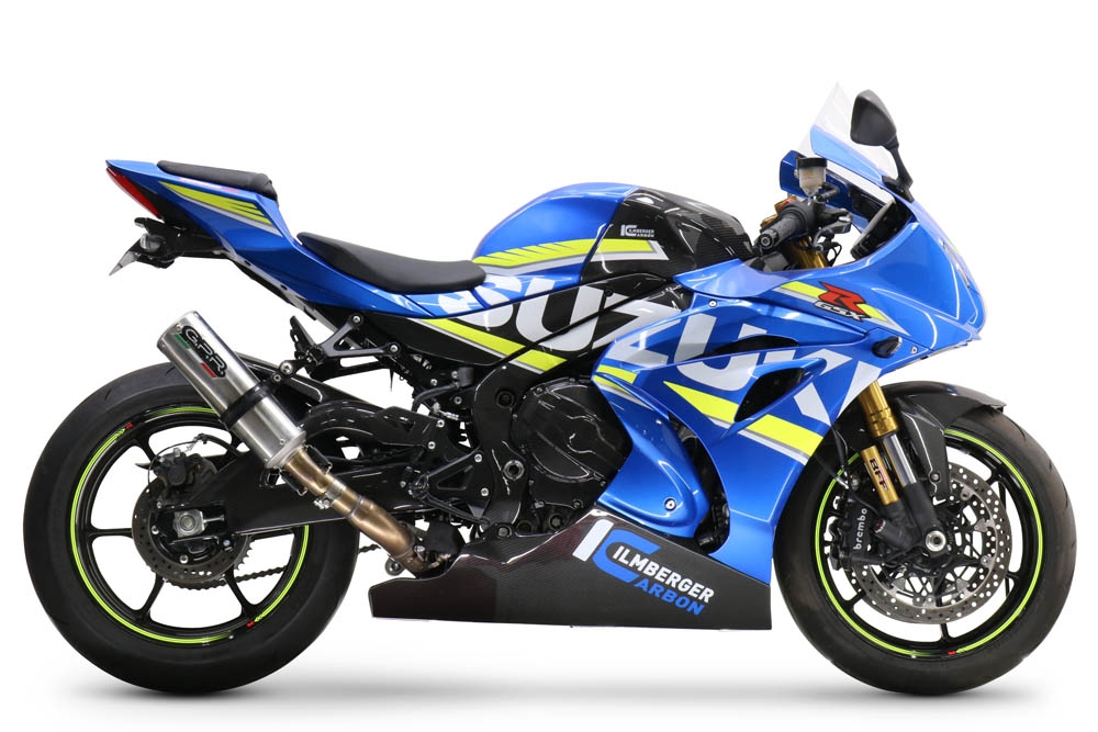 GPR exhaust compatible with  Suzuki Gsx-R 1000 - 1000 R  2021-2024, M3 Titanium Natural, Homologated legal slip-on exhaust including removable db killer and link pipe 