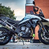 GPR exhaust compatible with  Triumph Tiger 900 2020-2023, Furore Evo4 Nero, Homologated legal slip-on exhaust including removable db killer and link pipe 