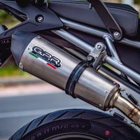 GPR exhaust compatible with  Triumph Tiger 850 2020-2024, GP Evo4 Titanium, Homologated legal slip-on exhaust including removable db killer and link pipe 