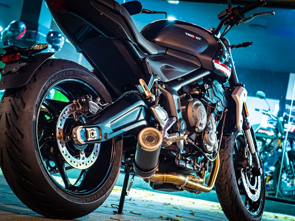 GPR exhaust compatible with  Triumph Trident 660 2021-2024, M3 Black Titanium, full system exhaust legal for UK and non-EU countries including removable db killer 