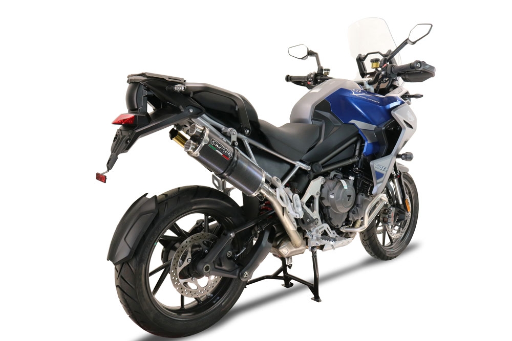 GPR exhaust compatible with  Triumph Tiger 1200 Gt - Rally 2022-2024, Dual Poppy, Homologated legal slip-on exhaust including removable db killer and link pipe 