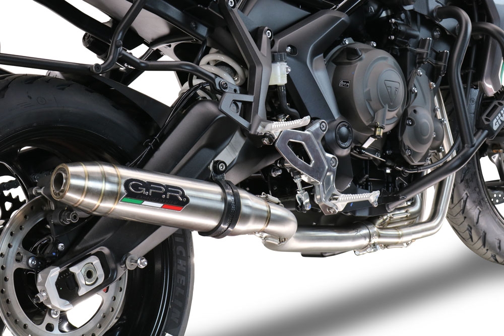 GPR exhaust compatible with  Triumph Tiger Sport 660 2022-2024, Deeptone Inox, full system exhaust legal for UK and non-EU countries including removable db killer 