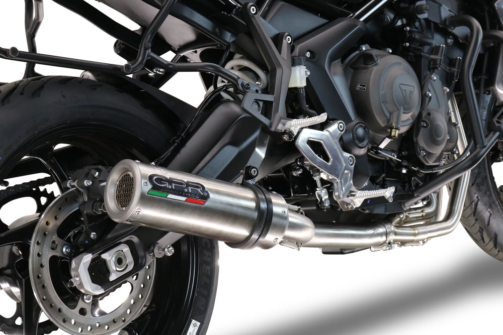 GPR exhaust compatible with  Triumph Tiger Sport 660 2022-2024, M3 Titanium Natural, Homologated legal full system exhaust, including removable db killer and catalyst 