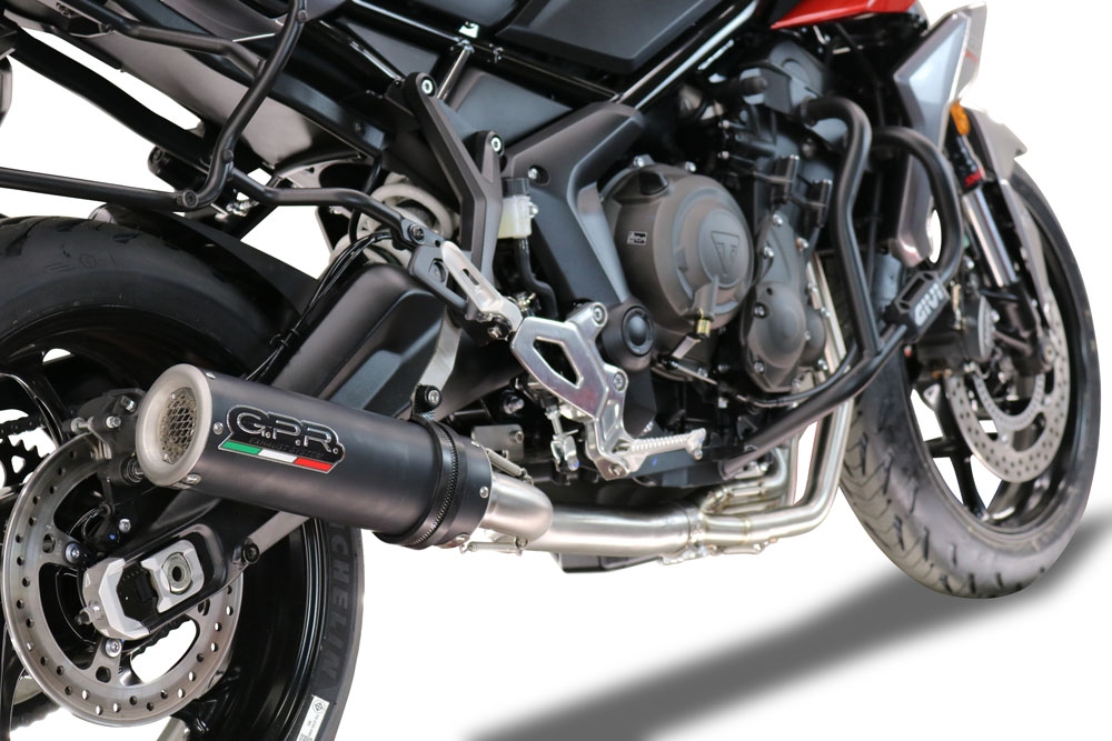 GPR exhaust compatible with  Triumph Tiger Sport 660 2022-2024, M3 Black Titanium, Homologated legal full system exhaust, including removable db killer and catalyst 