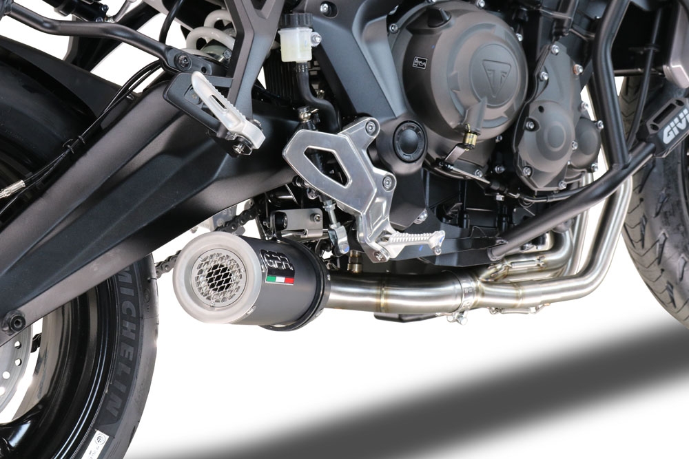 GPR exhaust compatible with  Triumph Tiger Sport 660 2022-2024, M3 Black Titanium, full system exhaust legal for UK and non-EU countries including removable db killer 