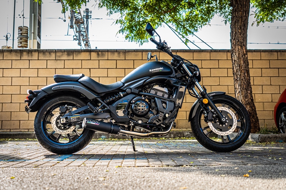 GPR exhaust compatible with  Kawasaki Vulcan 650 S 2014-2016, M3 Black Titanium, Homologated legal full system exhaust, including removable db killer and catalyst 