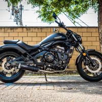 GPR exhaust compatible with  Kawasaki Vulcan 650 S 2014-2016, M3 Black Titanium, Homologated legal full system exhaust, including removable db killer and catalyst 