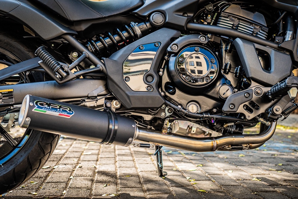 GPR exhaust compatible with  Kawasaki Vulcan 650 S 2014-2016, M3 Black Titanium, Homologated legal full system exhaust, including removable db killer and catalyst 