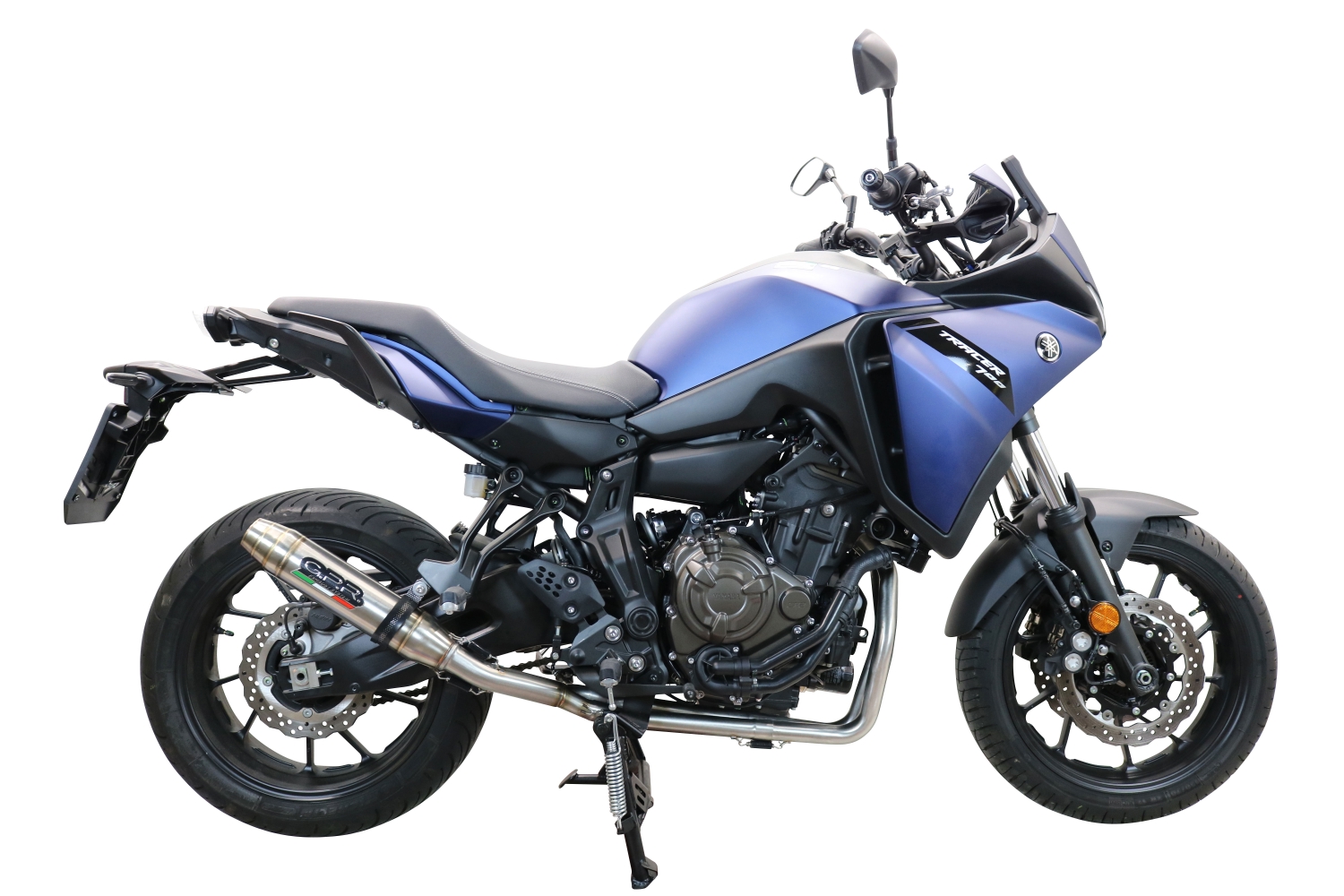 GPR exhaust compatible with  Yamaha Tracer 700 2020-2021, Deeptone Inox, full system exhaust legal for UK and non-EU countries including removable db killer 