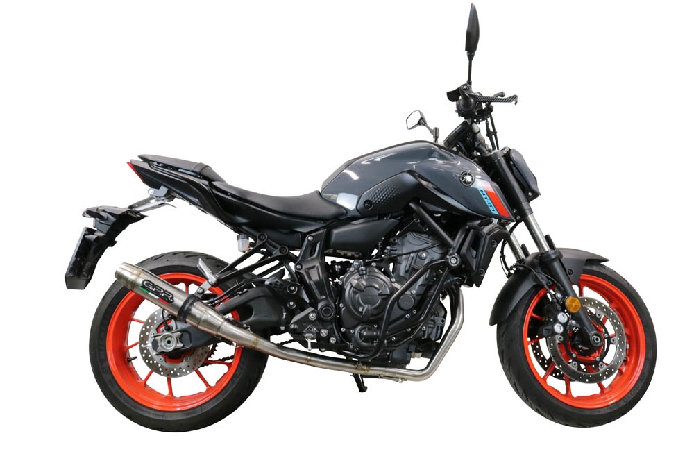 GPR exhaust compatible with  Yamaha Mt-07  2021-2024, Deeptone Inox, full system exhaust legal for UK and non-EU countries including removable db killer 