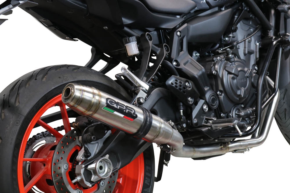 GPR exhaust compatible with  Yamaha Mt-07  2021-2024, Deeptone Inox, full system exhaust legal for UK and non-EU countries including removable db killer 