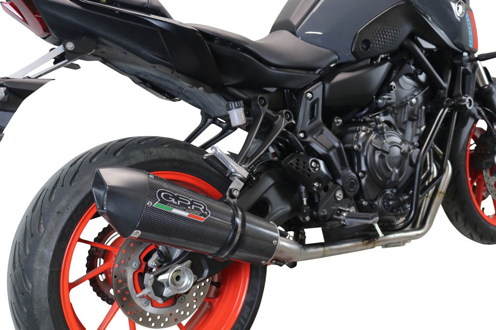 GPR exhaust compatible with  Yamaha Mt-07  2021-2024, GP Evo4 Poppy, Homologated legal full system exhaust, including removable db killer and catalyst 