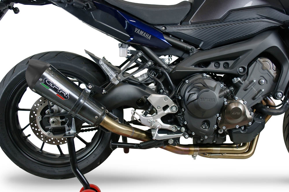 GPR exhaust compatible with  Yamaha Tracer 9 GT 2021-2024, GP Evo4 Poppy, Homologated legal full system exhaust, including removable db killer and catalyst 