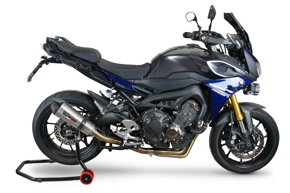 GPR exhaust compatible with  Yamaha Tracer 9 GT 2021-2024, GP Evo4 Titanium, Homologated legal full system exhaust, including removable db killer and catalyst 