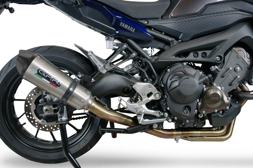 GPR exhaust compatible with  Yamaha Tracer 9 GT 2021-2024, GP Evo4 Titanium, Homologated legal full system exhaust, including removable db killer and catalyst 