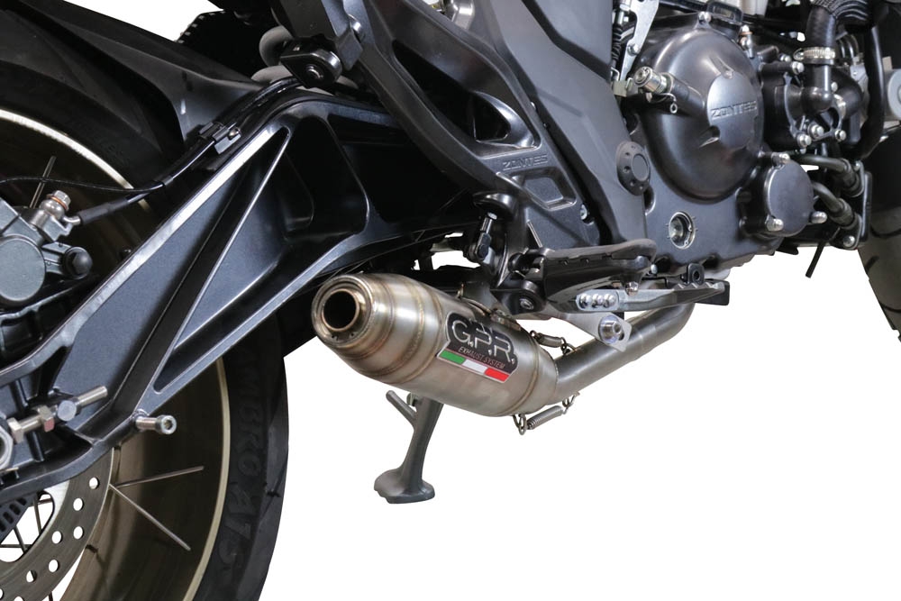 GPR exhaust compatible with  Zontes 350 GK 2022-2024, Deeptone Inox, full system exhaust legal for UK and non-EU countries including removable db killer 