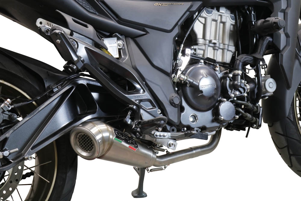 GPR exhaust compatible with  Zontes 350 T2 ADV 2022-2024, Powercone Evo, full system exhaust legal for UK and non-EU countries including removable db killer 