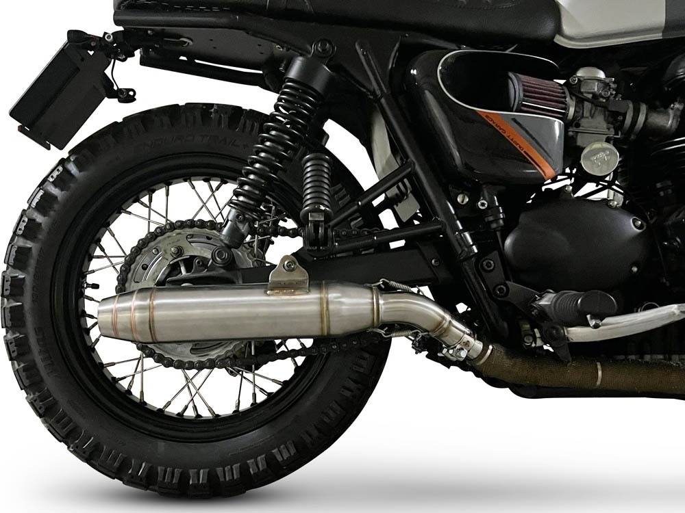 GPR exhaust compatible with  Triumph BONNEVILLE T100 2001-2014, Deeptone Inox, Dual Homologated legal slip-on exhaust including removable db killers and link pipes 