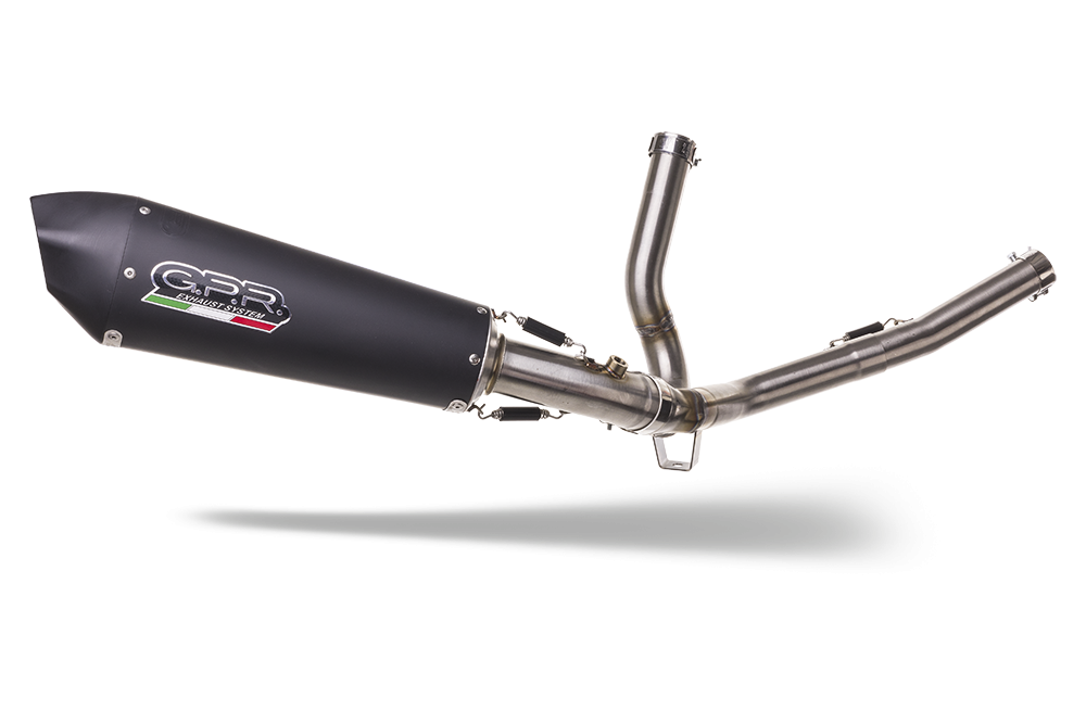 GPR exhaust compatible with  Suzuki V-Strom 650 2021-2024, GP Evo4 Black Titanium, Homologated legal Mid-full system exhaust, including removable db killer and catalyst  