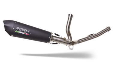 GPR exhaust compatible with  Suzuki V-Strom 650 2021-2024, GP Evo4 Black Titanium, Homologated legal Mid-full system exhaust, including removable db killer and catalyst  