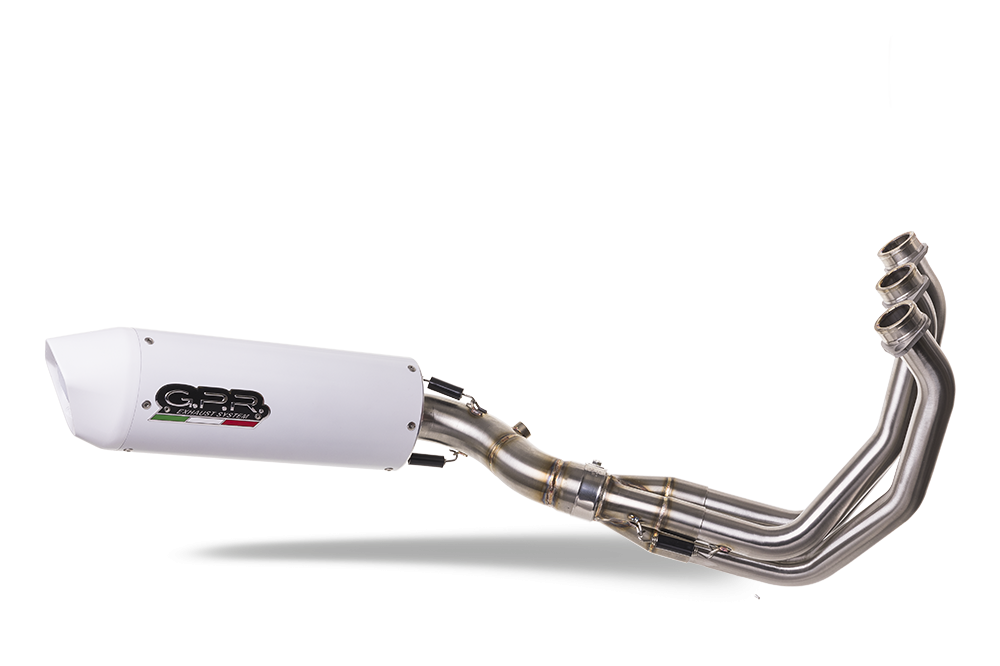 GPR exhaust compatible with  Yamaha Mt-09 Tracer 900 2015-2016, Albus Ceramic, Homologated legal full system exhaust, including removable db killer 