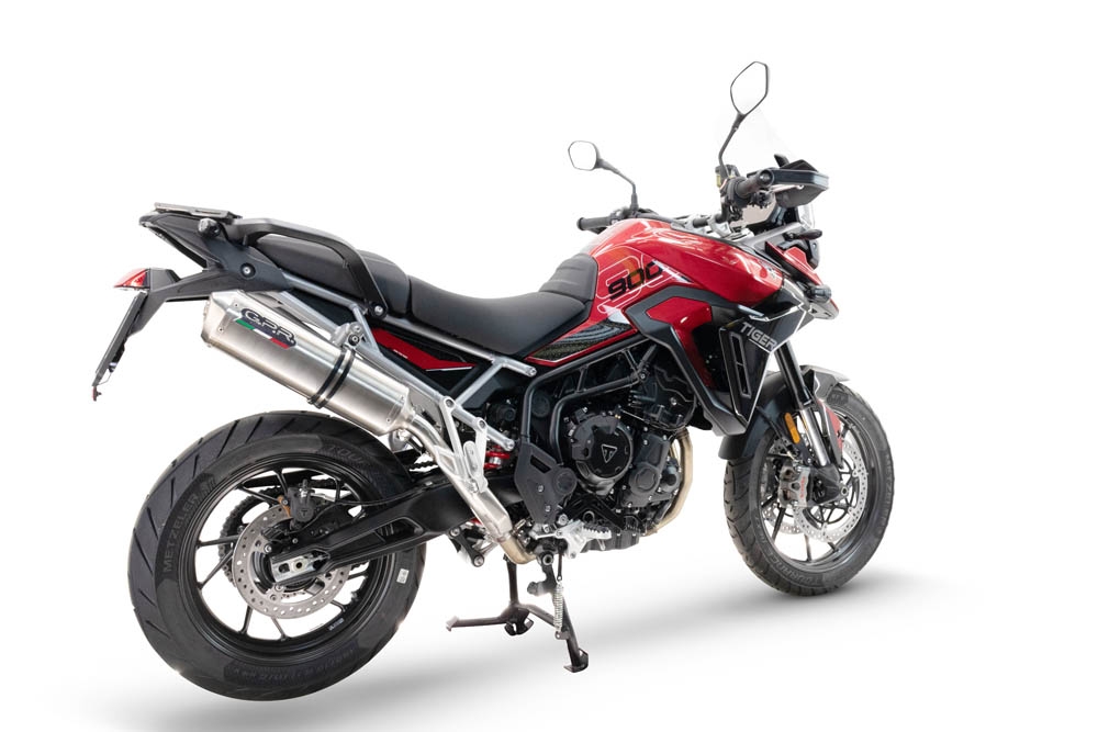 GPR exhaust compatible with  Triumph Tiger 900 GT / Pro / Rally Pro 2024-2025, Satinox , Homologated legal slip-on exhaust including removable db killer and link pipe 